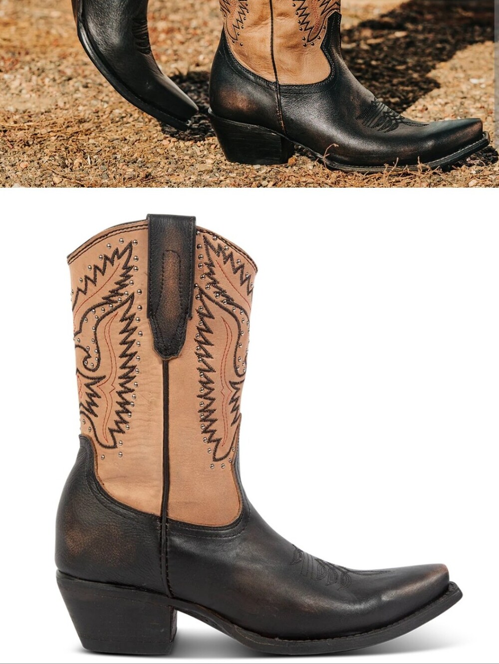 freebird Two-Tone Black & Tan Western Zip Boots - Picture 10 of 10